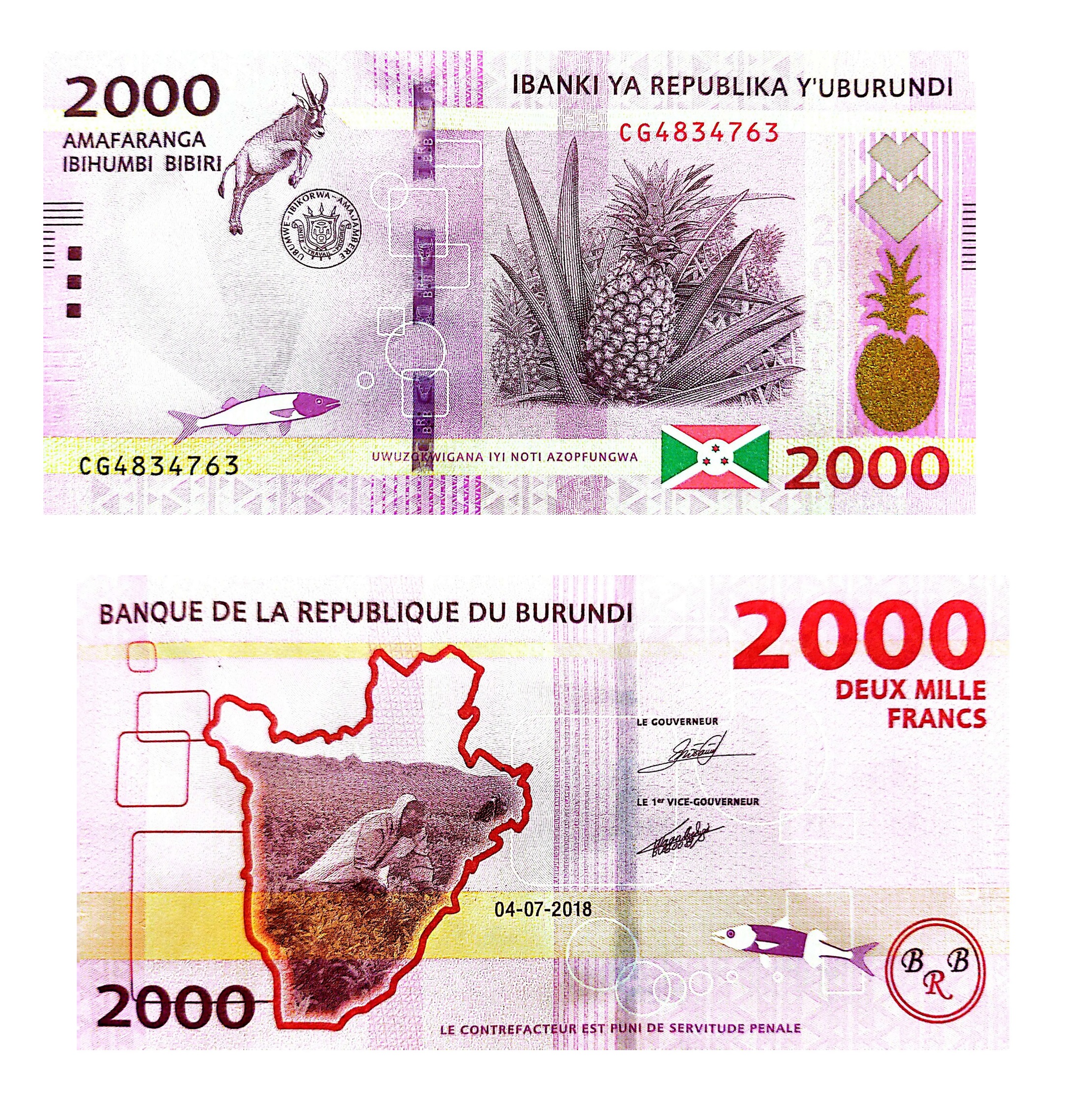 Burundi #52b 2.000 Francs / Amafaranga